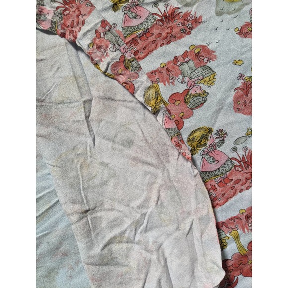 Vintage 1960's-70's Holly Hobby Inspired Novelty Print Synthetic Blend Fabric - Picture 6 of 6